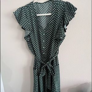 Women’s Summer Boho Polka Dot V-Neck Dress with Pockets